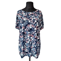 Tunika kimono z okrągłym dekoltem i wzorem w drobne kwiatuszki